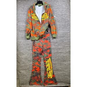 Von Dutch Track Suit Womens Camo Hoodie Flare Pants Graphic Logo Set *Size M/L